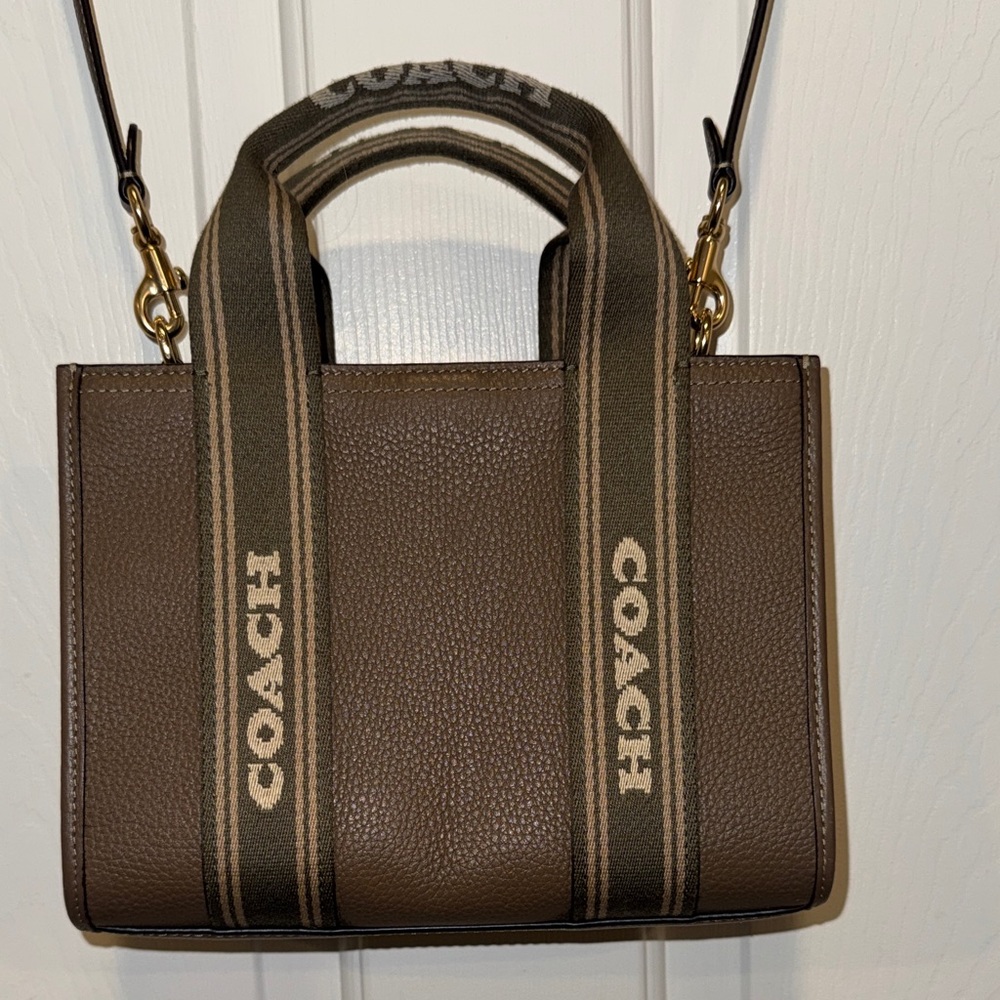 Coach Brown Leather Tote with Contrast Logo Straps